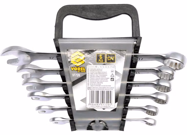 Set Di 6 Chiavi A Becco Piatto, Da 8 A 17 Mm, Finitura Satinata