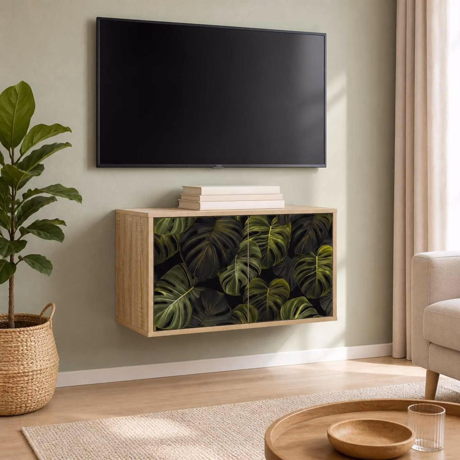 Mobile TV da parete vidaXL ELBURG in legno Rovere Sonoma, L 69 cm x P 33 cm x H 40 cm