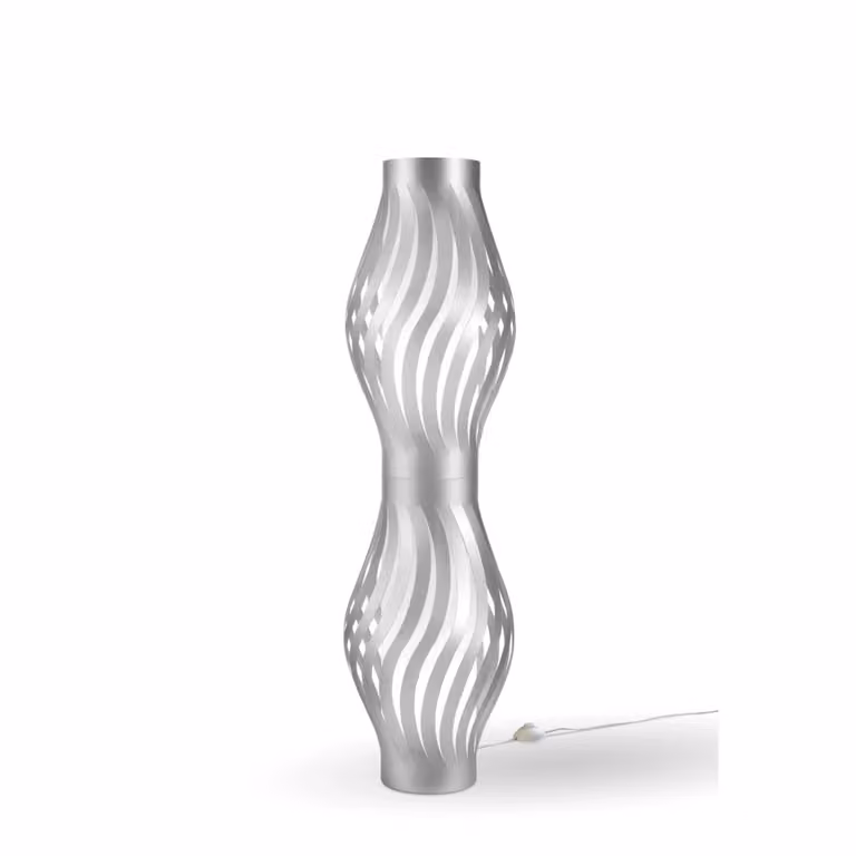 Piantana moderna Helios Polilux Linea Zero argento con 2 luci E27, Altezza: 123 cm