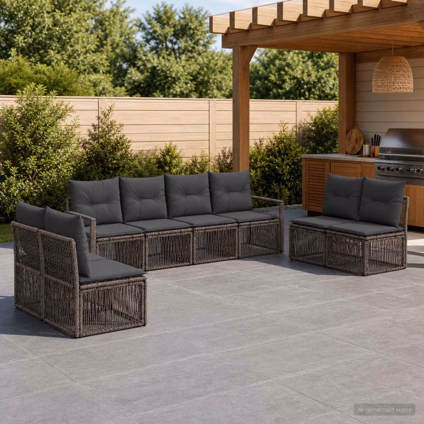 Set Divano da Giardino a L vidaXL 8 pz Grigio con Cuscini e Struttura in Metallo
