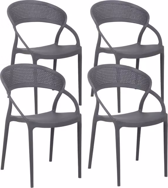 Oviala - Set di 4 sedie da giardino grigie