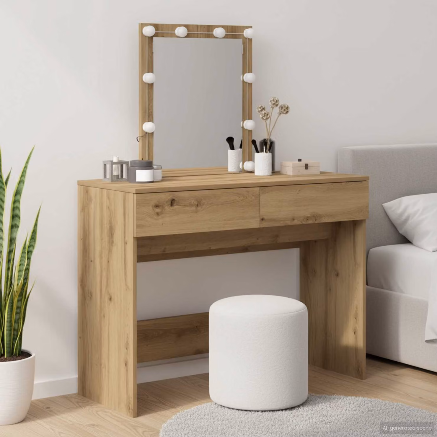 vidaXL Tavolo da Trucco Moderno in Rovere Marrone L: 100 cm, P: 40 cm, H: 130 cm