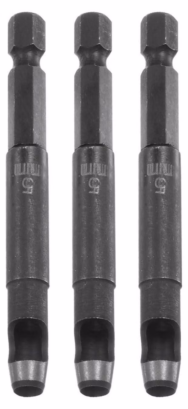 Lochstanzer esagonale da 5 mm, con gambo da 1/4 di pollice, per trapani, confezione da 3 pezzi, ideale per lavorare su pelle, carta e tessuti