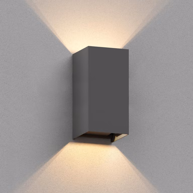 Lampada da parete CUBEL, colore antracite, grado di protezione IP65, luce direzionale verso l'alto e verso il basso, 4,1W, 501 lumen, luce bianca calda