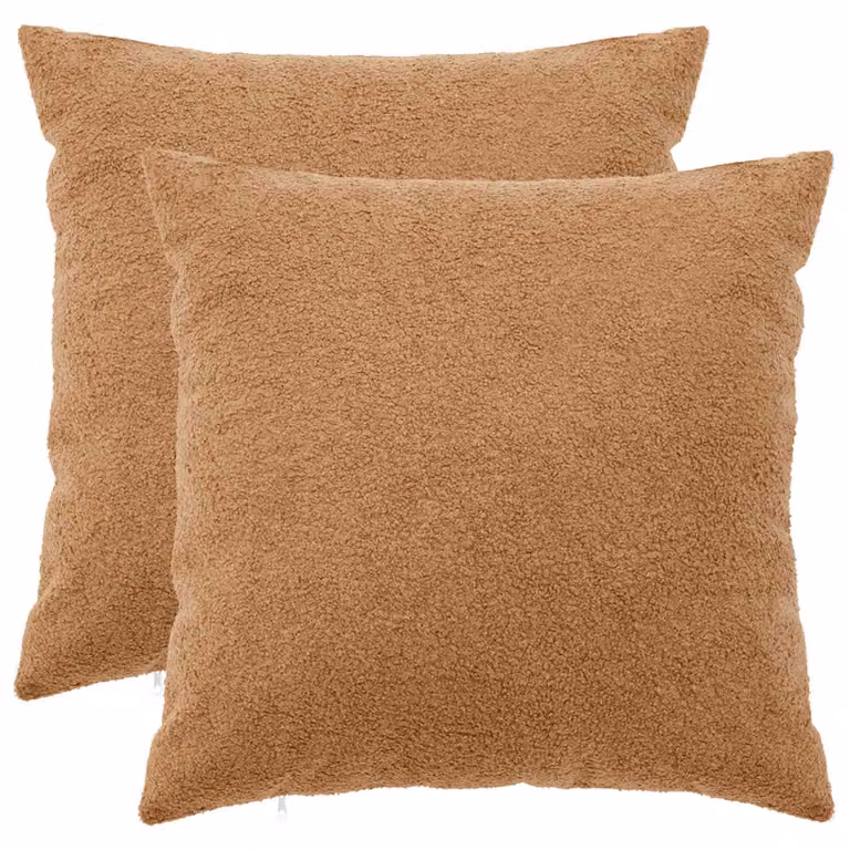 Set di 2 federe vidaXL HEERLEN beige in tessuto bouclé, L 65 cm x L 65 cm