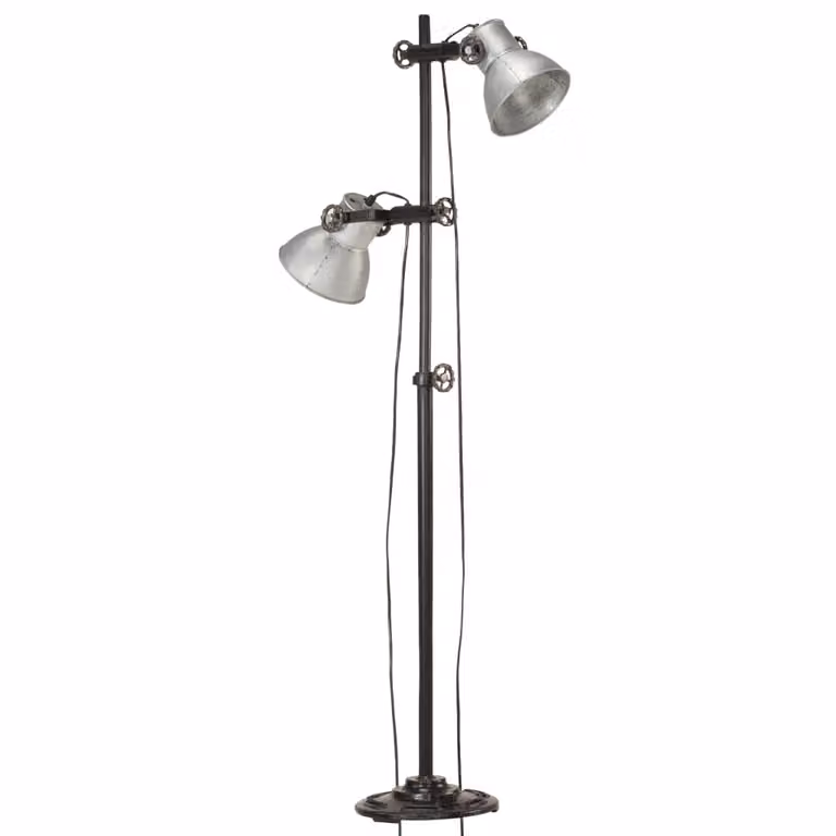 Lampada da terra a 2 luci in ghisa argento E27