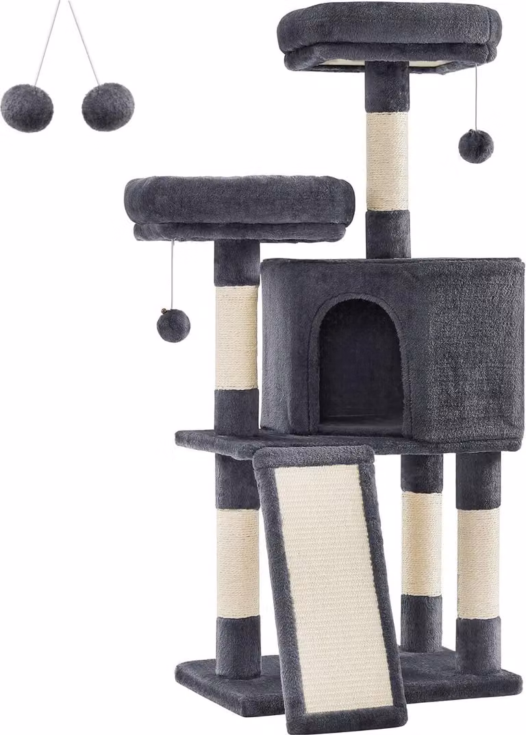 FEANDREA tiragraffi, albero tiragraffi, 115 cm, tiragraffi, grigio fumé