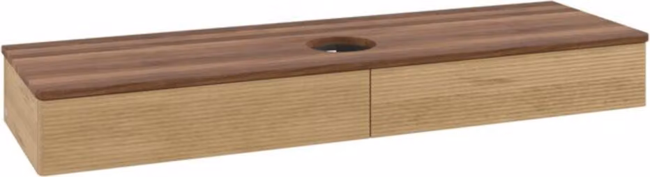 Mobiletto V&B con struttura frontale, con illuminazione Antao 160x50cm, WBP colore w. noce, rovere miele