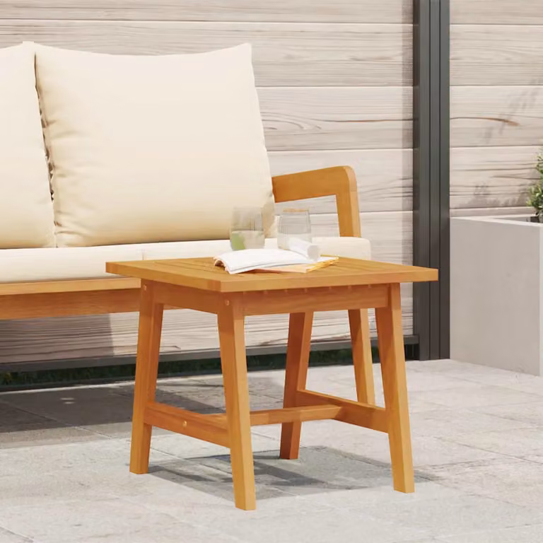 vidaXL Tavolo laterale moderno in legno di acacia oliato marrone L/P/H: 45 x 45 x 40 cm