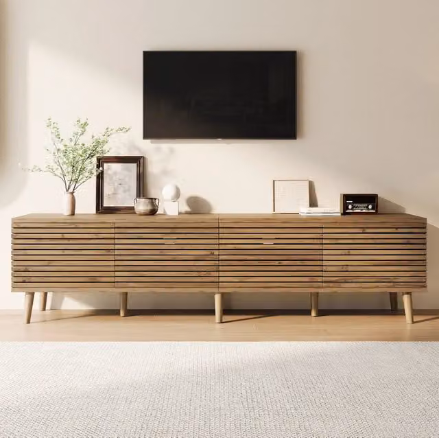 Mobile TV per televisori fino a 75 pollici 180x40x46 cm in MDF e pannello truciolare; naturale