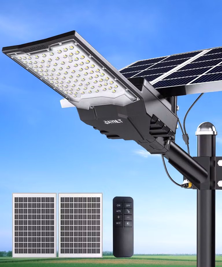 Lampione solare a LED, 10000 W, 4200 Lm, grado di protezione IP67, colore nero, confezione da 1