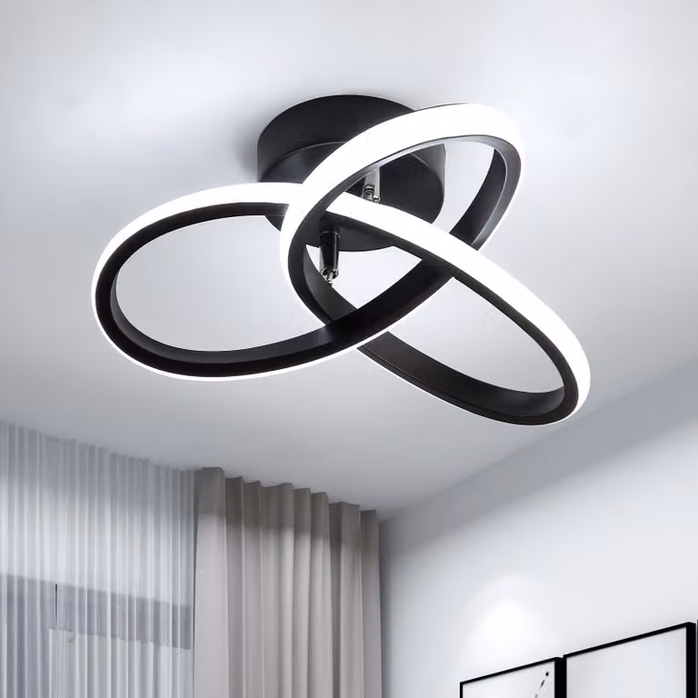 Comely, plafoniera a LED moderna, 22W, 2500 lumen, colore nero, luce bianca fredda (6500K)