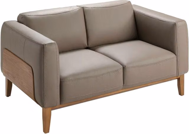 Divano a 2 posti moderno Angel Cerdá S.L. in pelle color marrone con struttura in legno massiccio L: 159 cm, P: 77 cm, H: 92 cm – 1