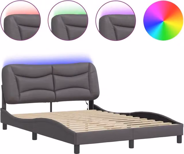 Letto matrimoniale Hvar Grigio con illuminazione LED e porta di ricarica USB, L/P: 120 x 200 cm – 1