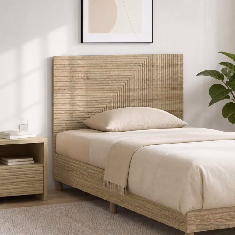 Testiera da muro vidaXL HAARLEM in legno ingegnerizzato Rovere Sonoma con ripiano integrato, colore marrone e beige, L: 100 cm, H: 50 cm, P: 8,85 cm