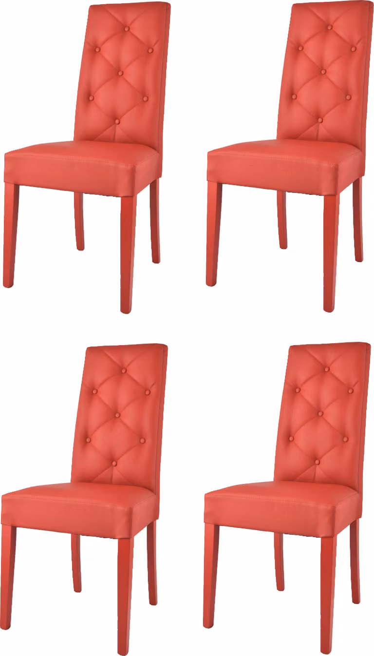 t m c s Tommychairs - Set di 4 sedie moderne CHANTAL per cucina e sala da pranzo, struttura robusta in legno di faggio laccato colore rosso, imbottite e rivestite in Pelle finta colore rosso