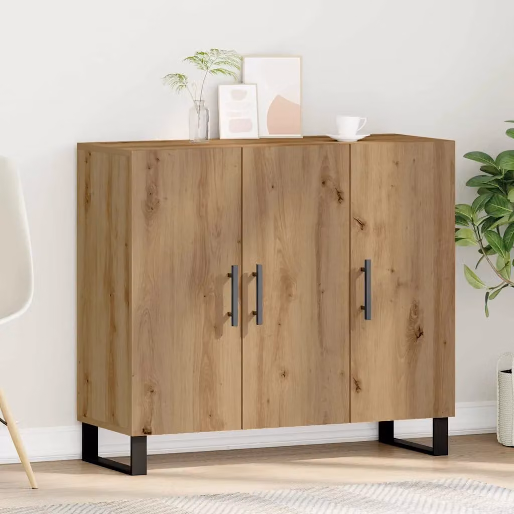 Credenza moderna vidaXL in rovere color marrone L: 90 cm, P: 34 cm, H: 80 cm