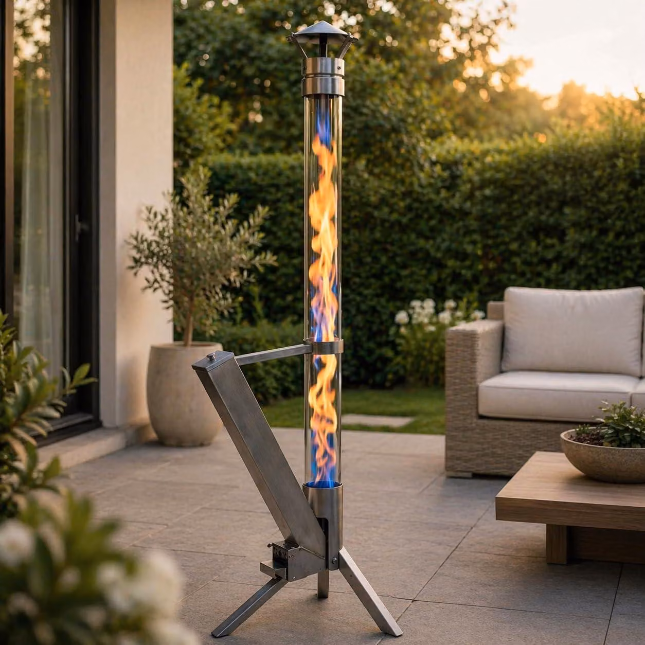 Camino classico, in acciaio inossidabile, altezza 132,2 cm, per esterni