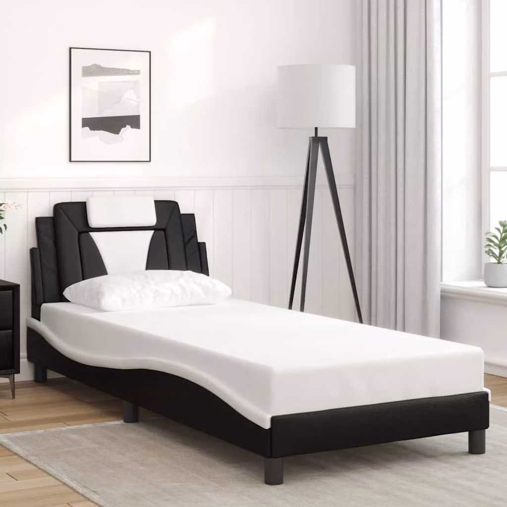 vidaXL Giroletto Viana senza Materasso Nero e Bianco 90x200 cm in Similpelle