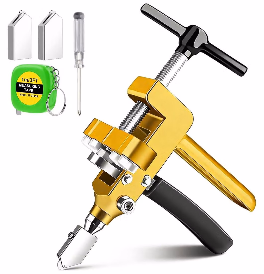 Tagliapiastrelle manuale e tagliavetro 2 in 1, con manico a T e accessori