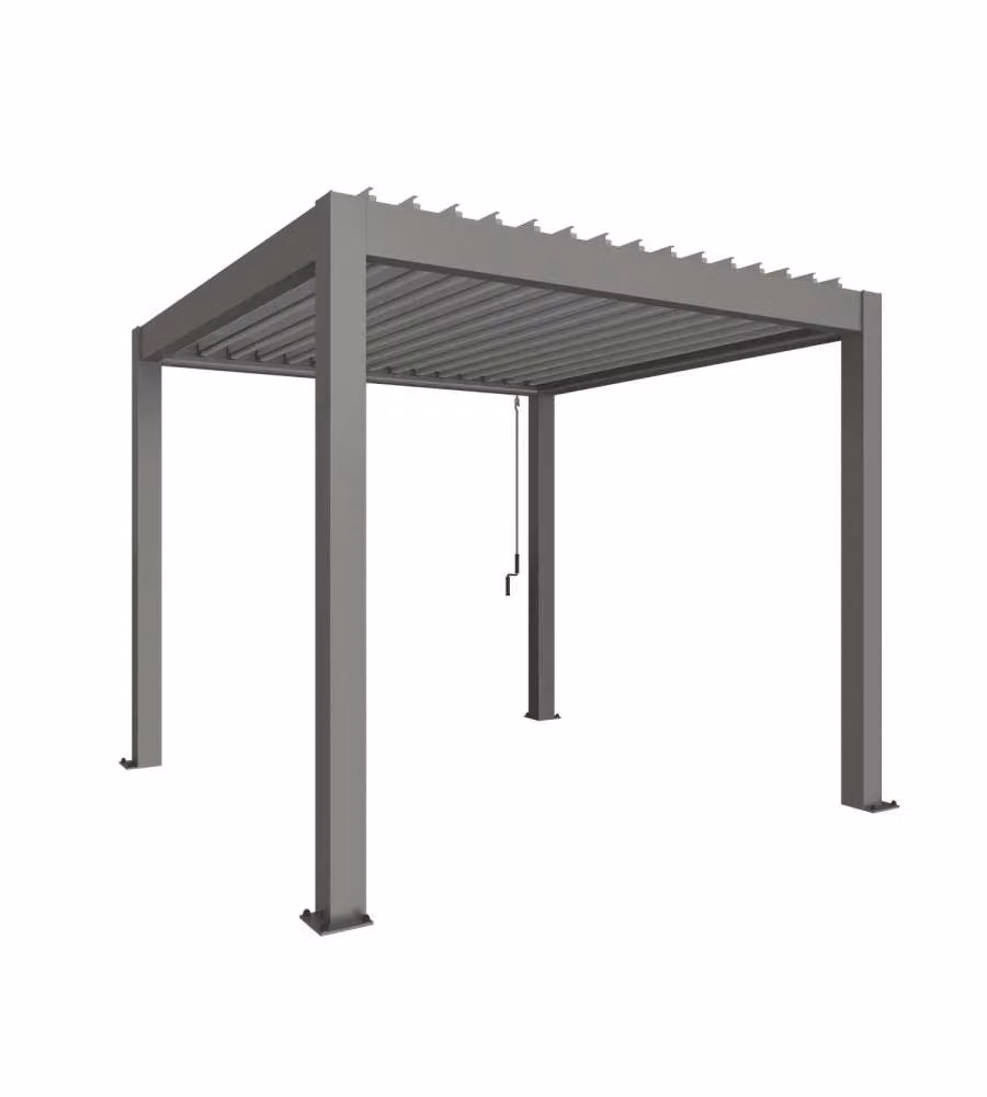 Biohort Pergola Grigio Quarzo 3x3 m in Metallo con Copertura Argento