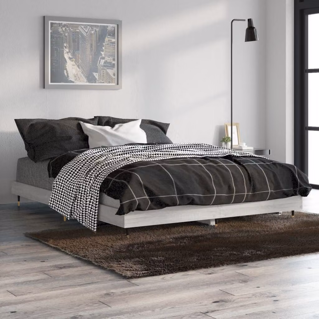 Giroletto vidaXL in legno e metallo grigio Sonoma L: 138 cm, P: 193 cm