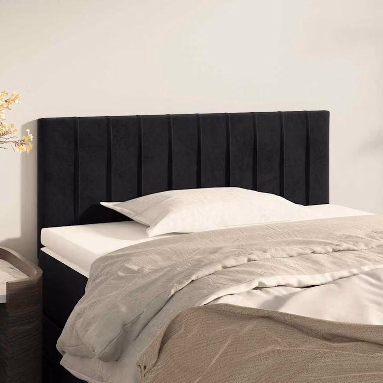 Testiera per letto vidaXL in velluto nero con pannello imbottito L: 100 cm, P: 5 cm, H: 78-88 cm