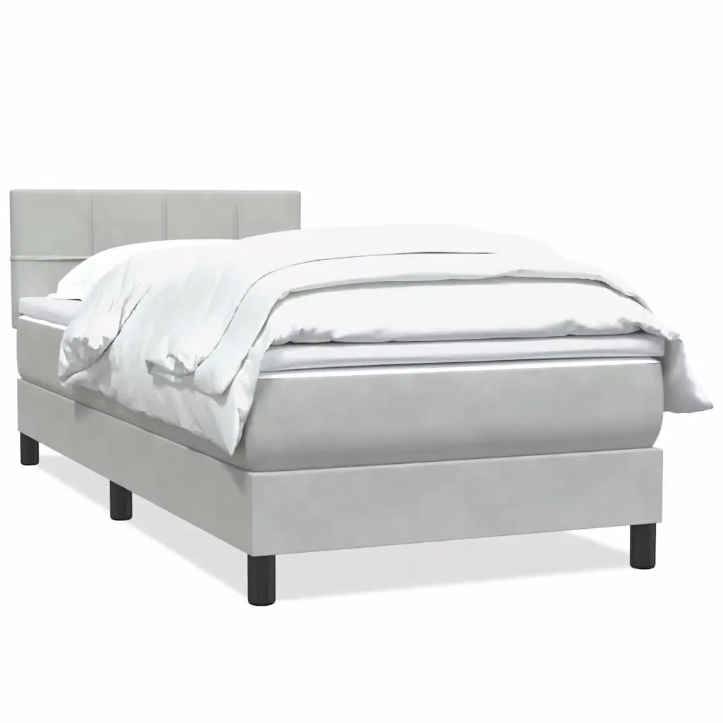 Letto con Giroletto a Molle e Materasso Ibrido vidaXL in Velluto Grigio Chiaro L 90 cm x P 223 cm – 2