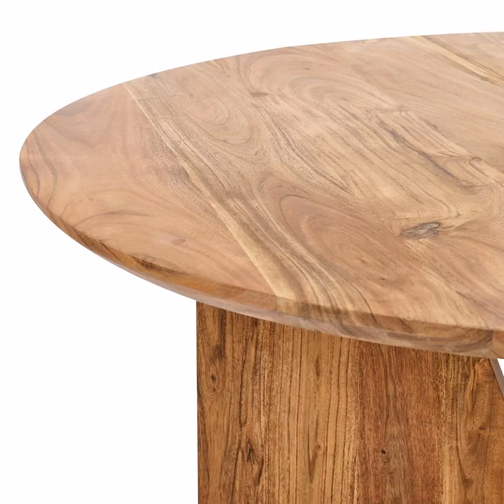 Tavolo da pranzo rotondo in legno di acacia BELIANI, colore marrone, L/P: 100 x 100 cm, H: 75 cm, design rustico – 2