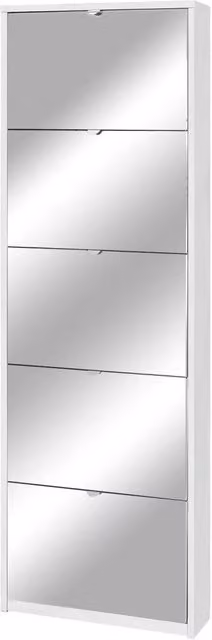 Scarpiera 5 Ante con Specchio 63x190x18 cm Ossido Bianco