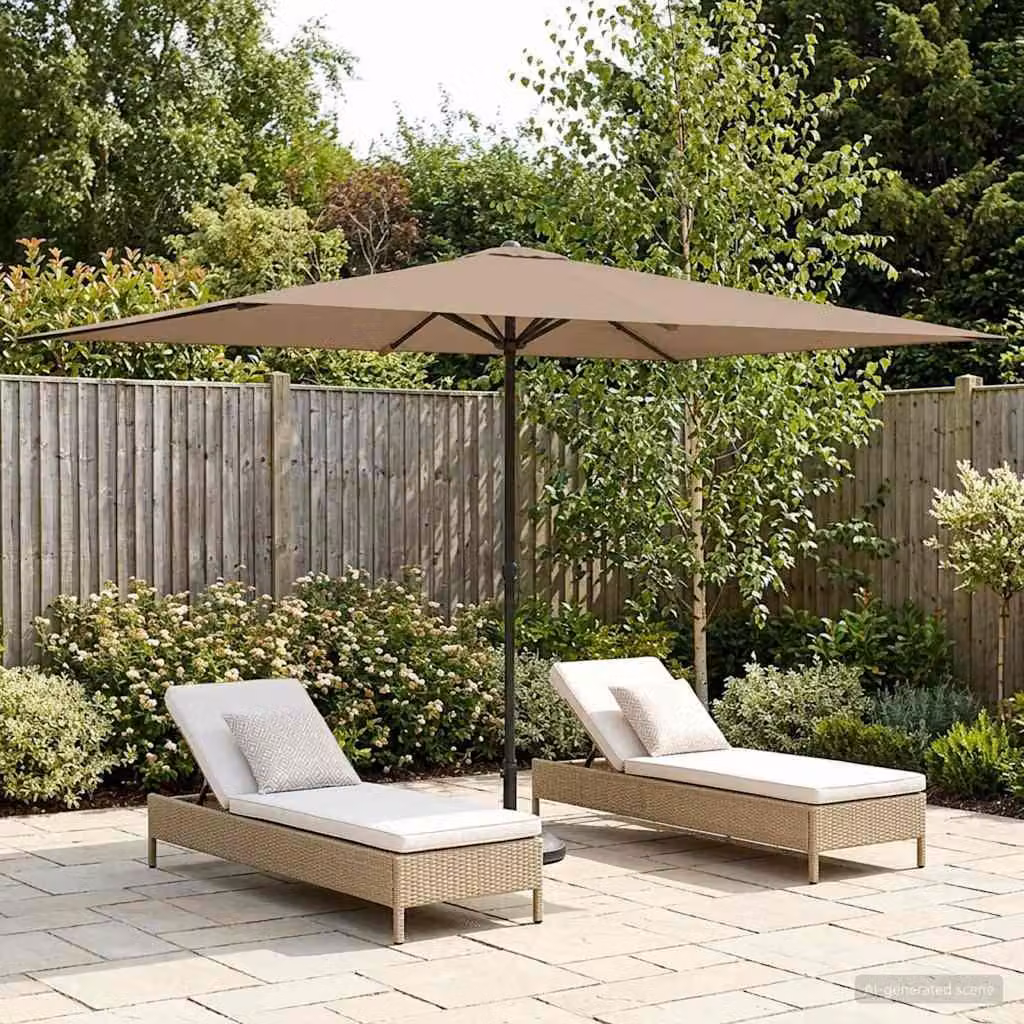 Maison Exclusive - Ombrellone da giardino rettangolare, 2 x 3 metri, in poliestere, color tortora