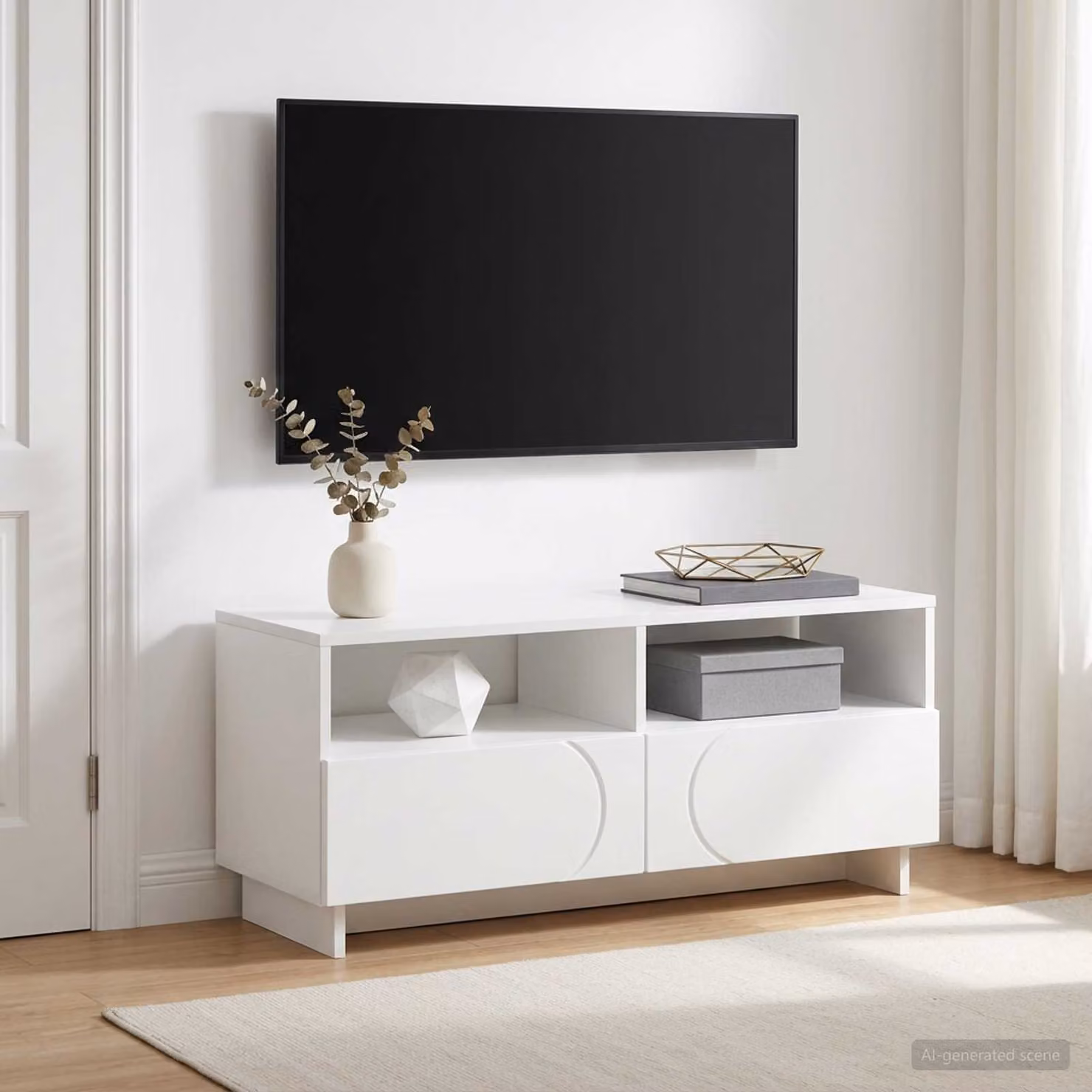 vidaXL Supporto TV moderno in legno ingegnerizzato bianco L: 90 cm, P: 34.5 cm, H: 40 cm