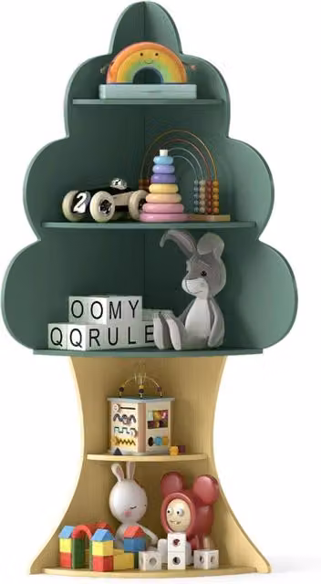 Libreria ad albero angolare Design Mania per bambini, colore verde, H 132 x L 48 x P 29,5 cm – 1