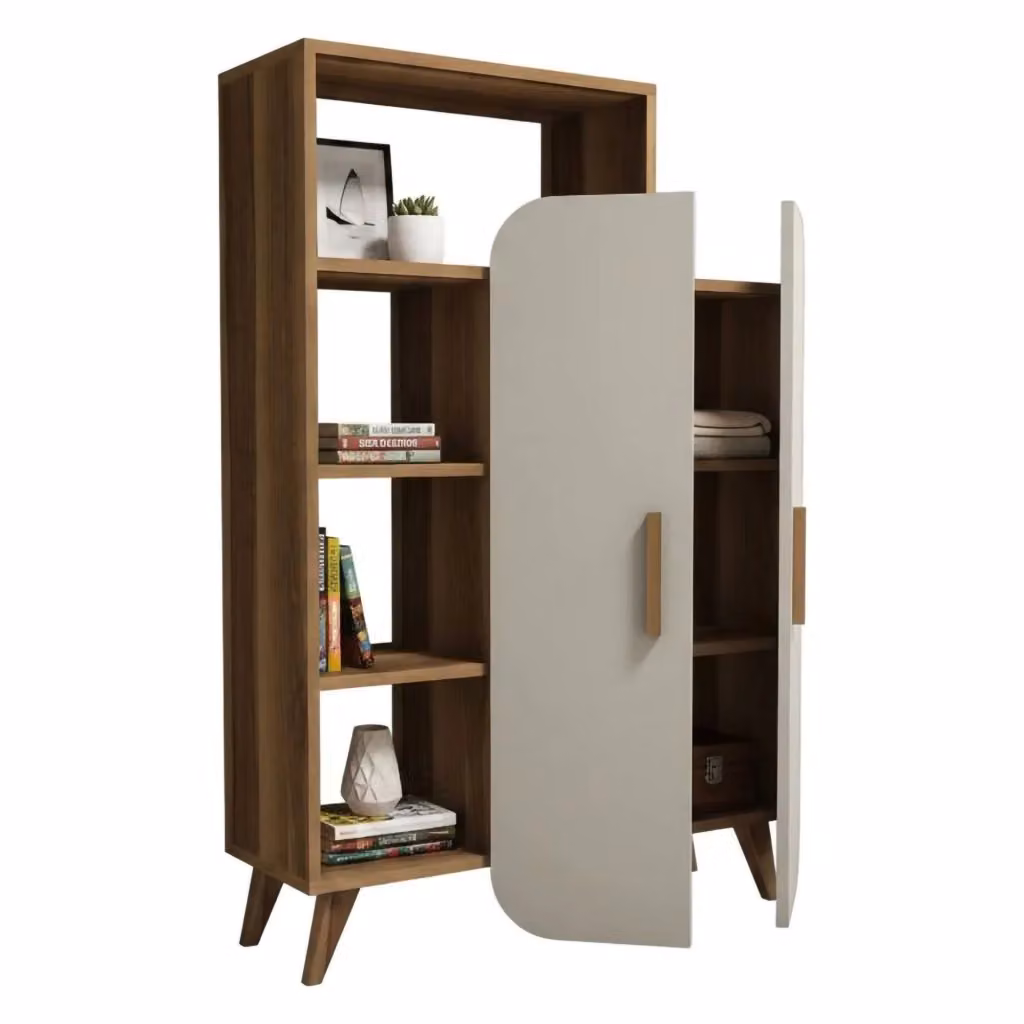 Biblioteca Agni DMORA, Libreria Moderna con 5 Ripiani in Legno Marrone, L: 90 cm, P: 32 cm, H: 132 cm – 2