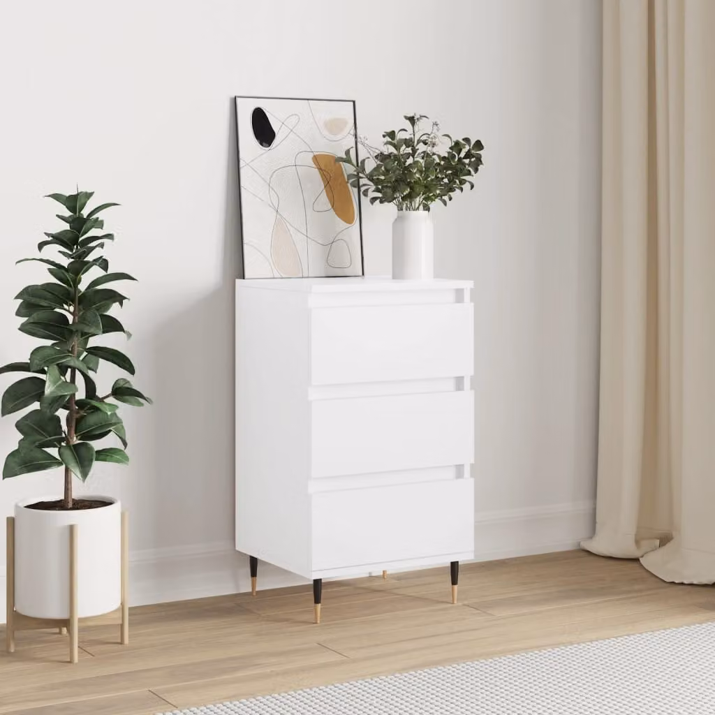 Credenza moderna bianca vidaXL a parete in legno e metallo L 40 cm, P 35 cm, H 70 cm