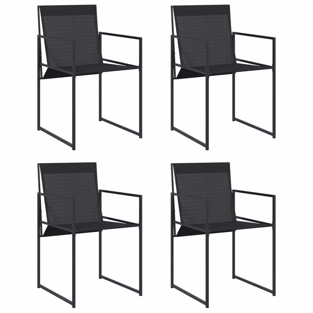 Set di 4 sedie da giardino vidaXL in acciaio verniciato nero e textilene con braccioli – 2