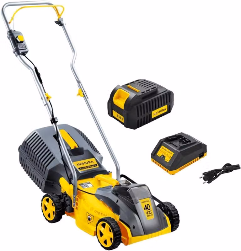 Tagliaerba senza fili - Batteria da 40 V - Larghezza di taglio di 32 cm - Contenitore di raccolta erba da 30 litri - Metallo