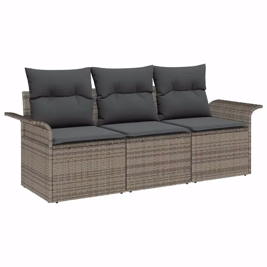 Set di divani da giardino vidaXL in rattan e metallo con cuscini inclusi, colore grigio – 2