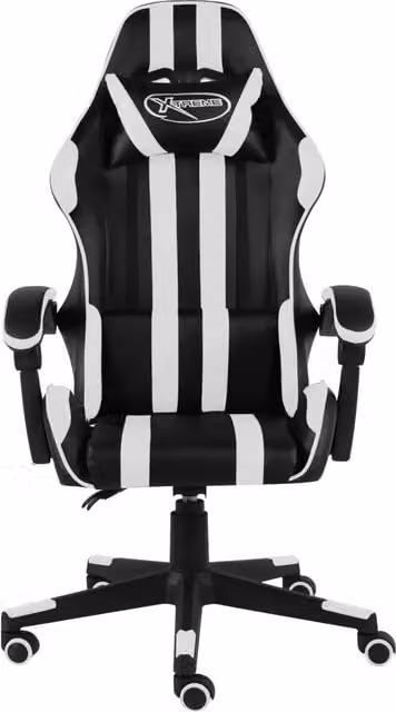 Sedia da Gaming vidaXL in Similpelle Nero e Bianco con Poggiatesta e Ruote