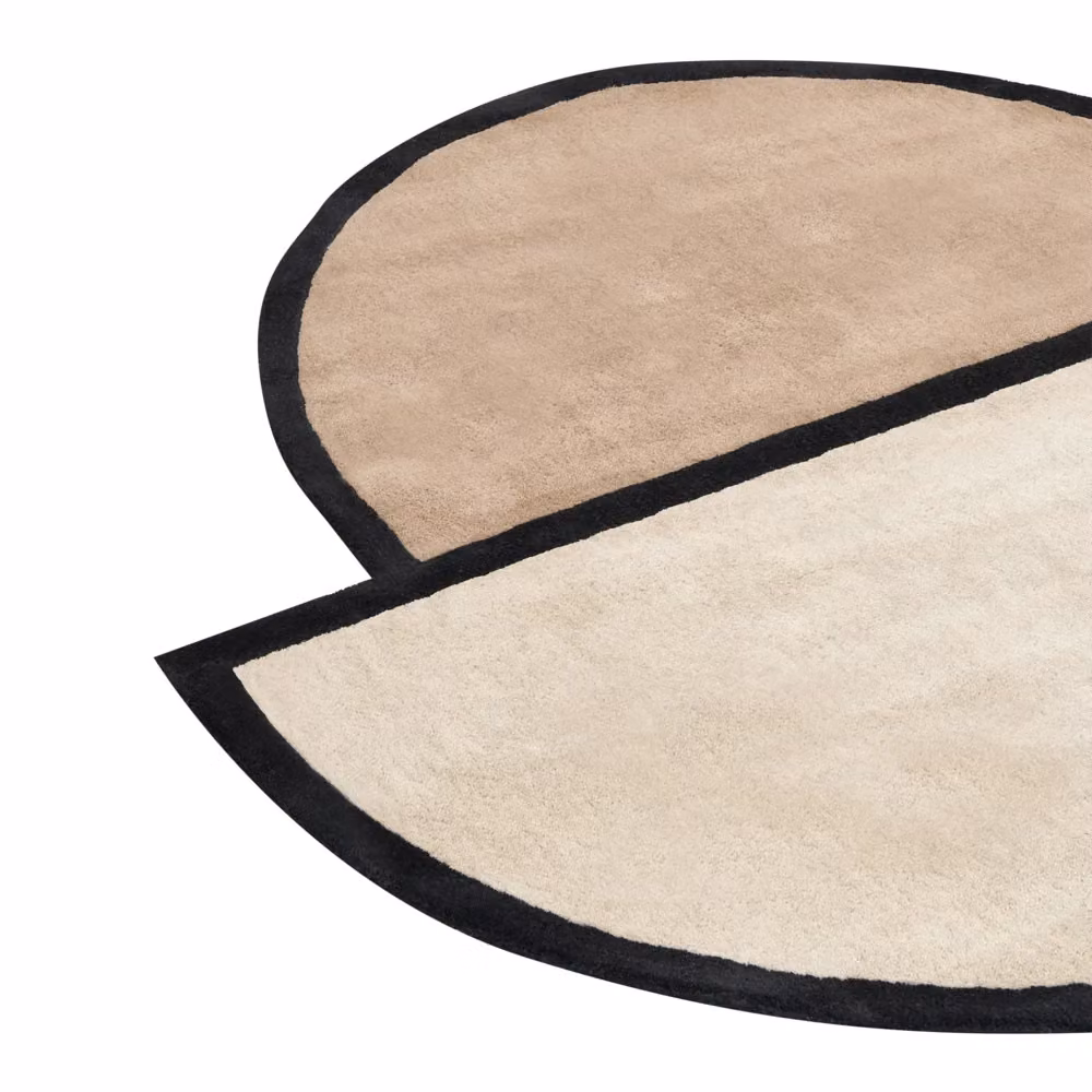 Tappeto decorativo Beliani in lana beige, forma organica irregolare, stile scandinavo, ø 160 cm – 2