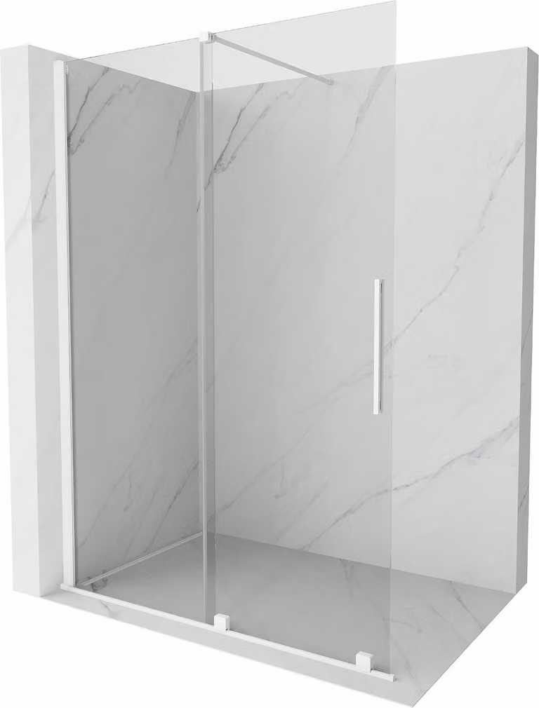Mexen Velar parete doccia scorrevole Walk-in 160 x 200 cm, trasparente 8 mm, bianca - 871-160-000-03-20
