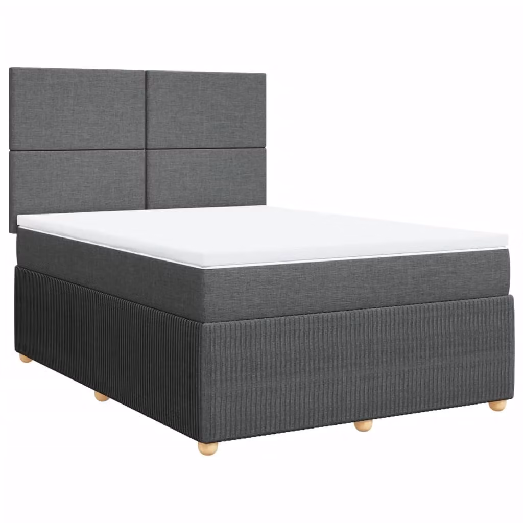 Giroletto a Molle con Materasso Grigio Scuro 160x200 cm Tessuto