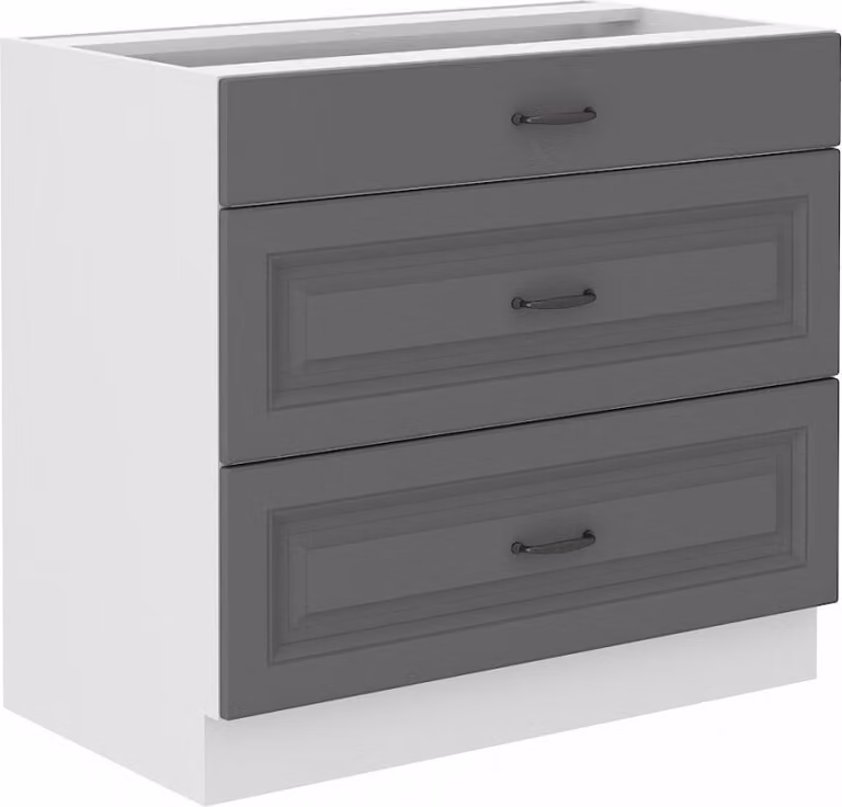 Armadietto inferiore con cassetti SOPHIA - larghezza 80 cm, grigio / bianco
