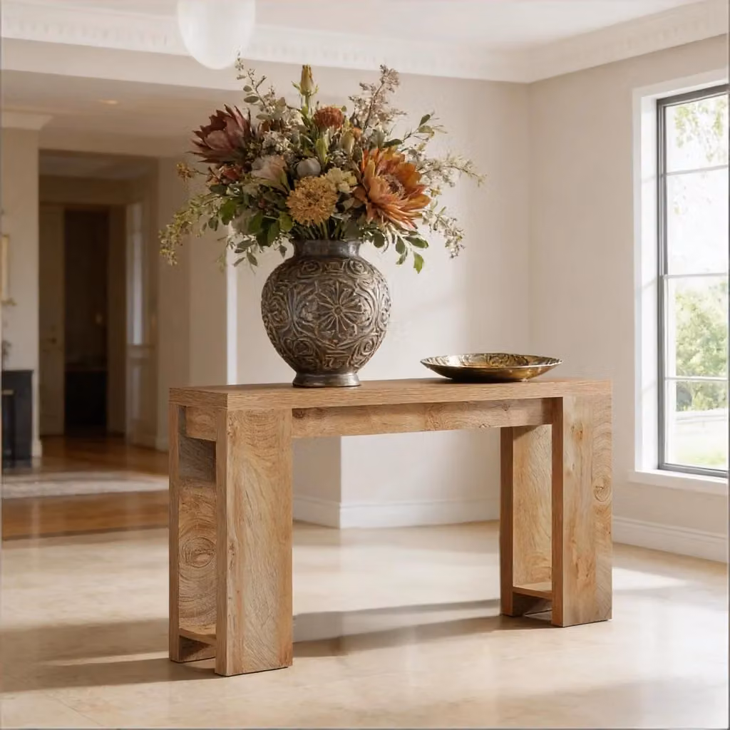 Tavolo consolle REDOM in legno marrone stile rustico L: 160 cm, P: 30 cm – 2