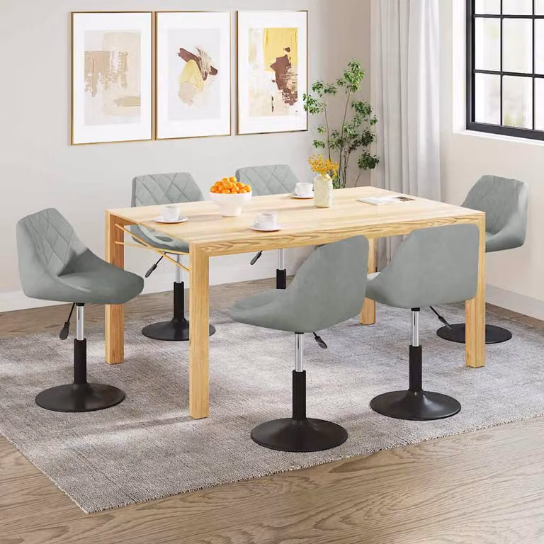 Set di 6 sedie da pranzo girevoli vidaXL in velluto grigio con design moderno e base in metallo
