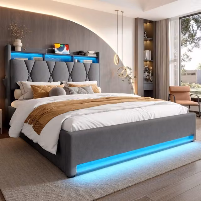 letto imbottito velluto grigio scuro 140 x 200 cm