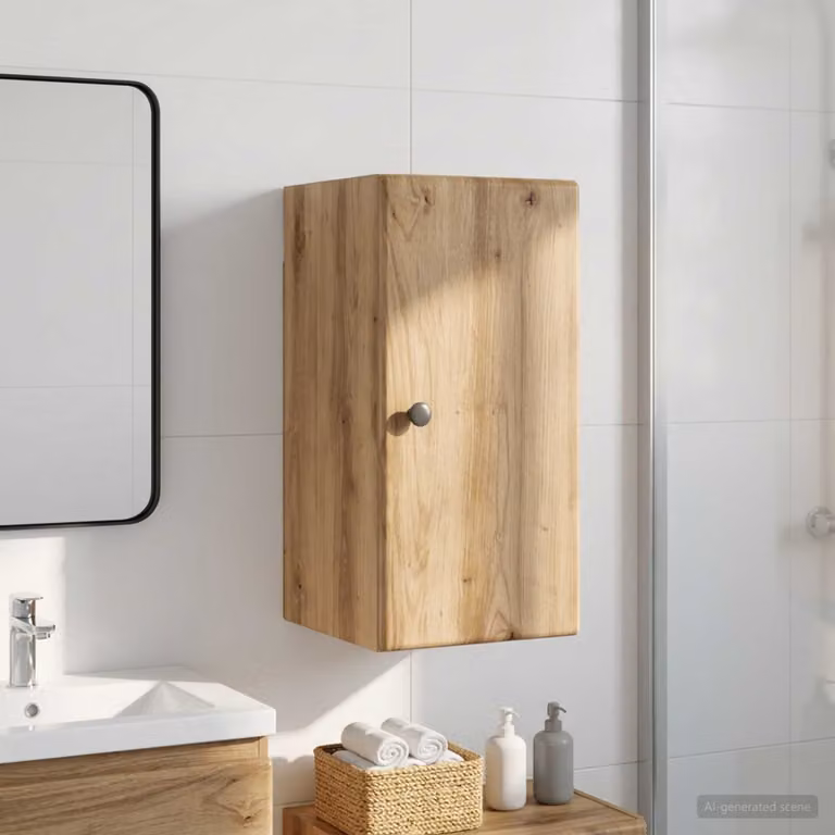 Armadio da bagno a muro vidaXL BREDA moderno in legno marrone con ante a battente