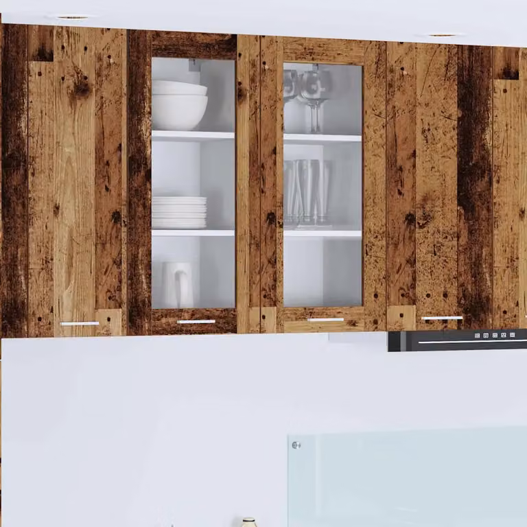 Armadio pensile da cucina moderno vidaXL in legno marrone con ante in vetro L 40 cm, P 31 cm, H 80 cm