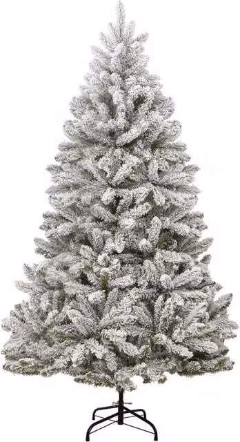 Albero di Natale artificiale con neve fioccata vidaXL, verde e bianco, Altezza: 210 cm – 1