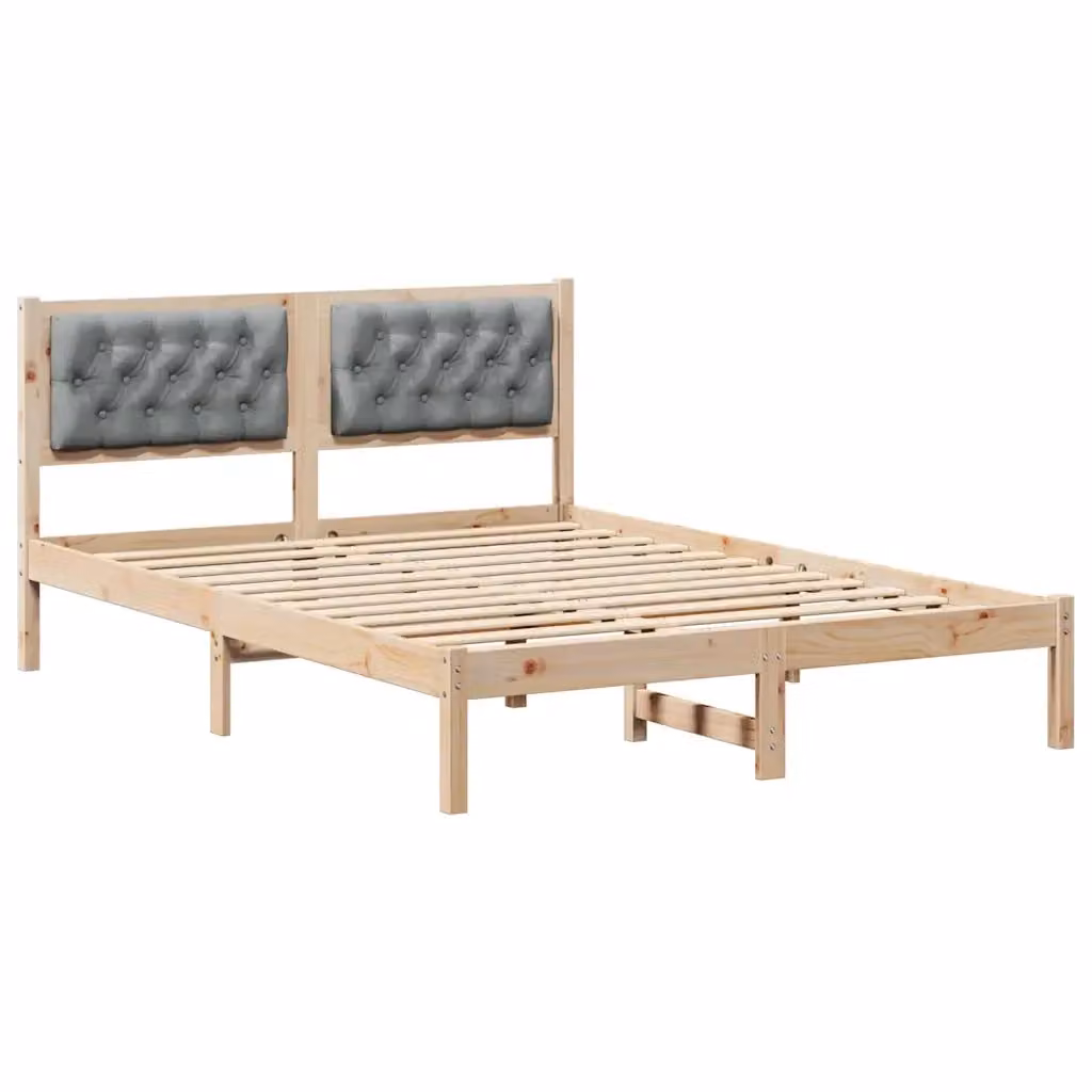 Struttura letto imbottita vidaXL in pino massello grigio L/P/H: 150 x 200 x 85,5 cm – 2
